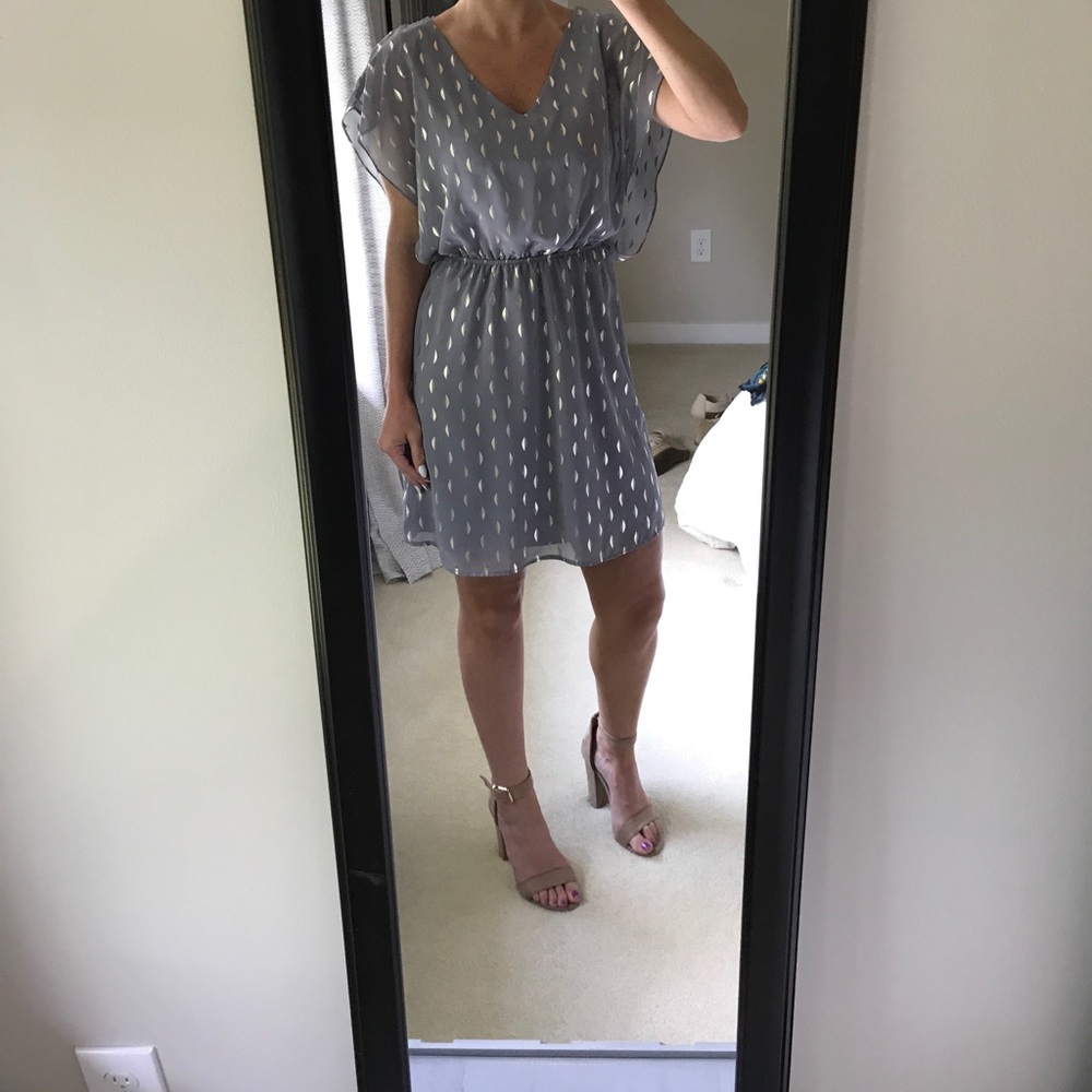 Grey dress w/ gold/silver design